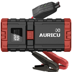 AURICU X6 1600A UltraSafe Car Battery Jump Starter, 12V Battery Booster Pack, Jump Box, Portable Charger and Jumper Cables for 6.0L Gasoline and 3.5L Diesel Engines
