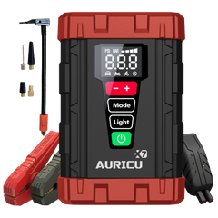 AURICU X7 1750A Jump Starter with 150 PSI Air Compressor Tire Inflator - 7.0L Gasoline and 4.5L Diesel Engines