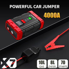 AURICU X7 1750A Jump Starter with 150 PSI Air Compressor Tire Inflator - 8.0L Gasoline and 6.0L Diesel Engines
