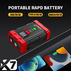 AURICU X7 1750A Jump Starter with 150 PSI Air Compressor Tire Inflator - 8.0L Gasoline and 6.0L Diesel Engines