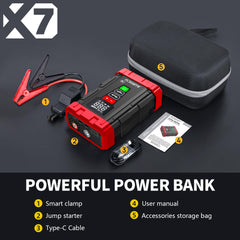 AURICU X7 1750A Jump Starter with 150 PSI Air Compressor Tire Inflator - 8.0L Gasoline and 6.0L Diesel Engines