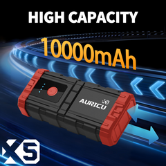 Auricu X5 1000A UltraSafe Car Battery Jump Starter, 12V Jump Starter Battery Pack, Battery Booster, Jump Box, Portable Charger and Jumper Cables for 6.0L Gasoline and 3.0L Diesel Engines