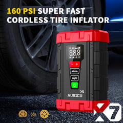 AURICU X7 1750A Jump Starter with 150 PSI Air Compressor Tire Inflator - 8.0L Gasoline and 6.0L Diesel Engines