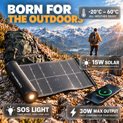 Portable Rollable Solar Panel Power Bank for Hiking, Camping and Extended Off-Grid Adventures