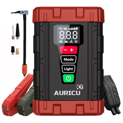 AURICU X7 1750A Jump Starter with 150 PSI Air Compressor Tire Inflator - 8.0L Gasoline and 6.0L Diesel Engines