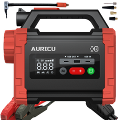 AURICU X8 2400A Jump Starter with 150 PSI Air Compressor Tire Inflator - 8.0L Gasoline and 6.0L Diesel Engines
