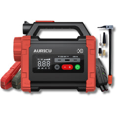 AURICU X8 2400A Jump Starter with 150 PSI Air Compressor Tire Inflator - 8.0L Gasoline and 6.0L Diesel Engines